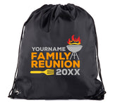 Flaming Grill Custom Name & Year Family Reunion Polyester Drawstring Bag