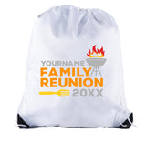 Flaming Grill Custom Name & Year Family Reunion Polyester Drawstring Bag - Mato & Hash