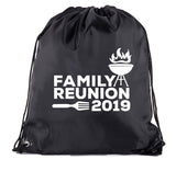 Flaming Grill - Family Reunion Custom Year Polyester Drawstring Bag