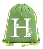Floral Initial Custom Cotton Drawstring Bag - Mato & Hash