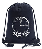 Game Time Clock w/ Lacrosse Stick Heads Cotton Drawstring Bag