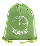 Game Time Clock w/ Lacrosse Stick Heads Cotton Drawstring Bag - Mato & Hash