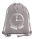 Game Time Clock w/ Lacrosse Stick Heads Cotton Drawstring Bag - Mato & Hash