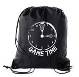 Game Time Clock w/ Lacrosse Stick Heads Polyester Drawstring Bag