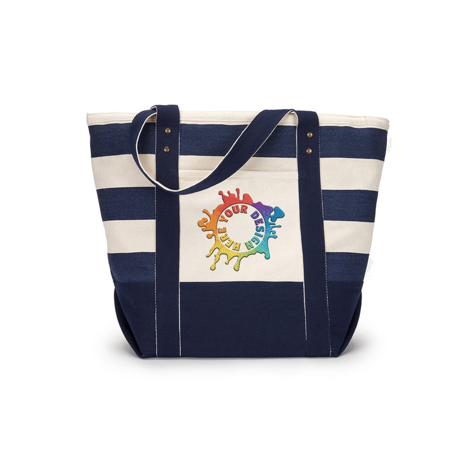 Gemline Seaside Zippered Cotton Tote Embroidery - Mato & Hash