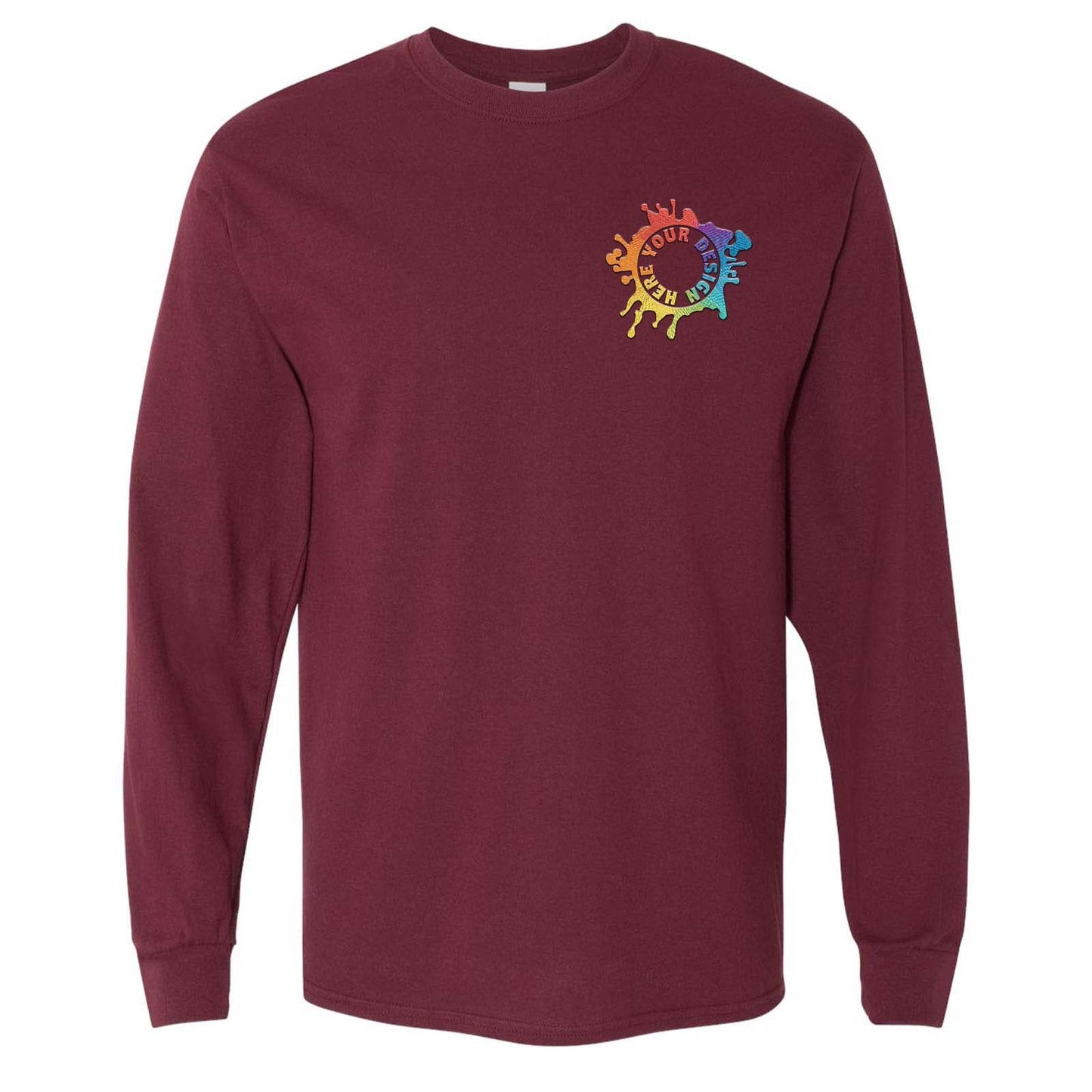 Gildan Heavy Cotton Men's Long Sleeve T-Shirt Embroidery - Mato & Hash