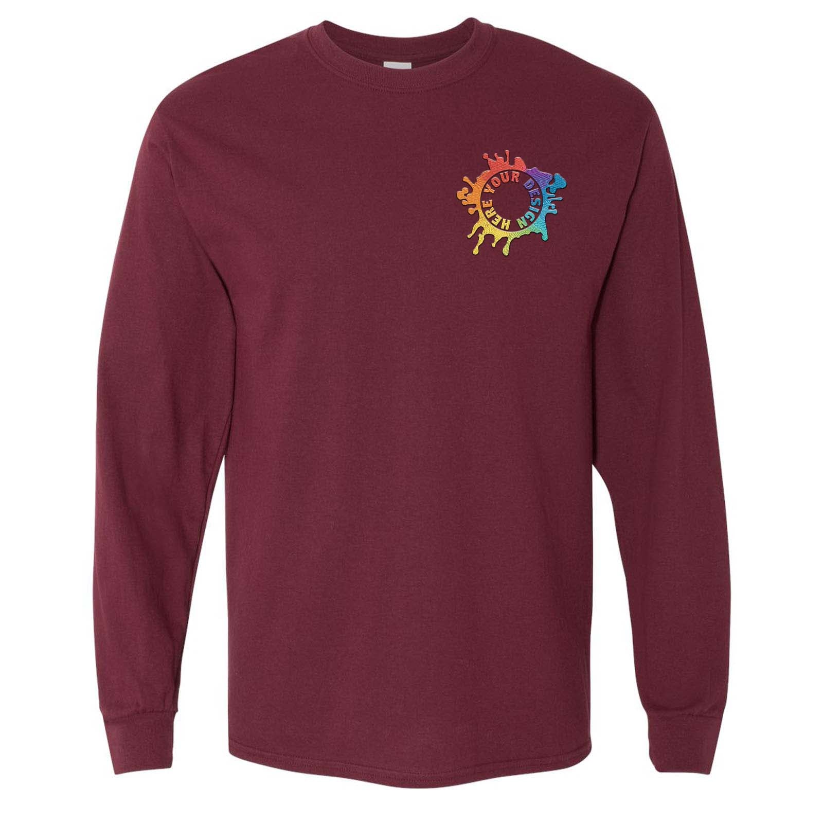 Gildan Heavy Cotton Men's Long Sleeve T-Shirt Embroidery - Mato & Hash
