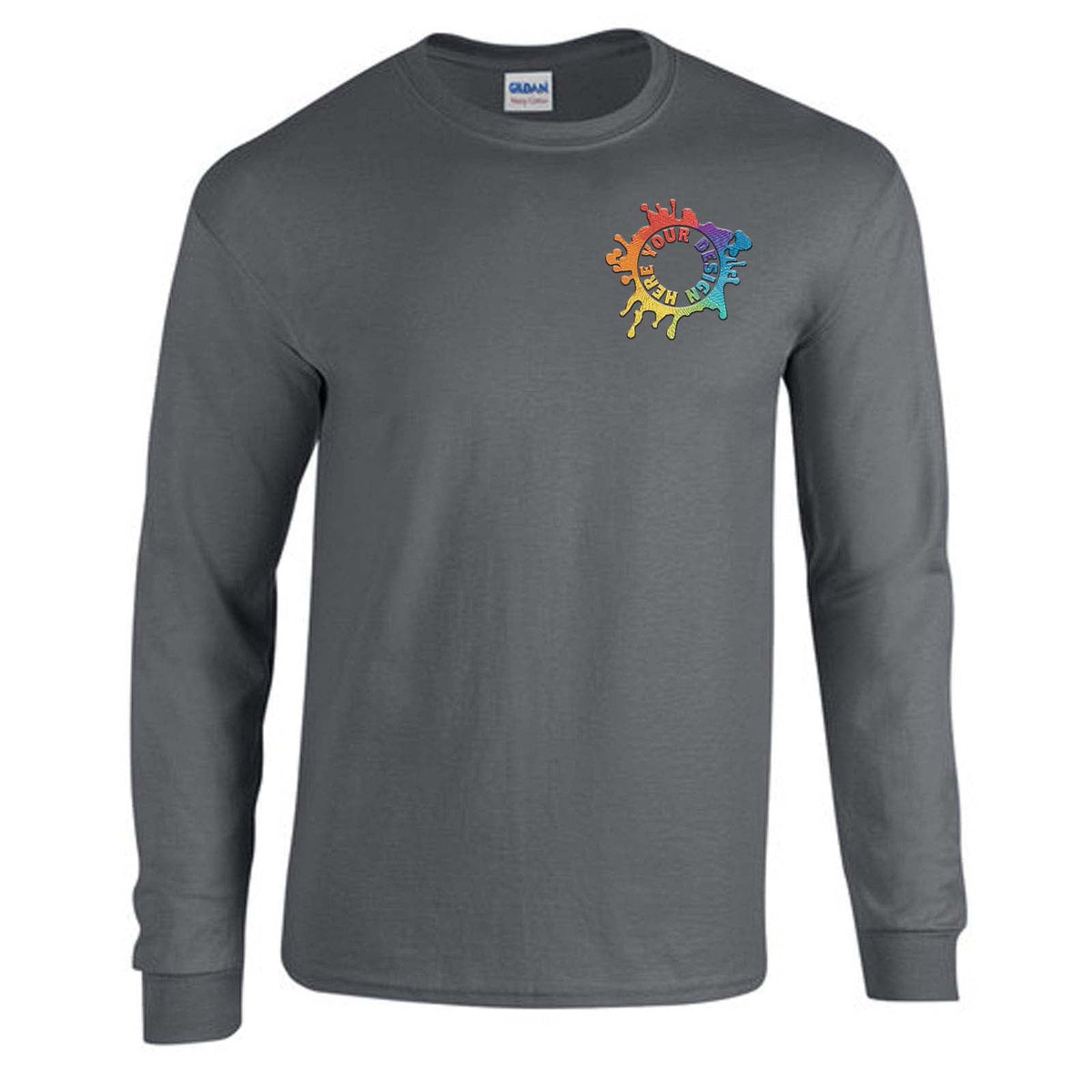 Gildan Heavy Cotton Men's Long Sleeve T-Shirt Embroidery - Mato & Hash