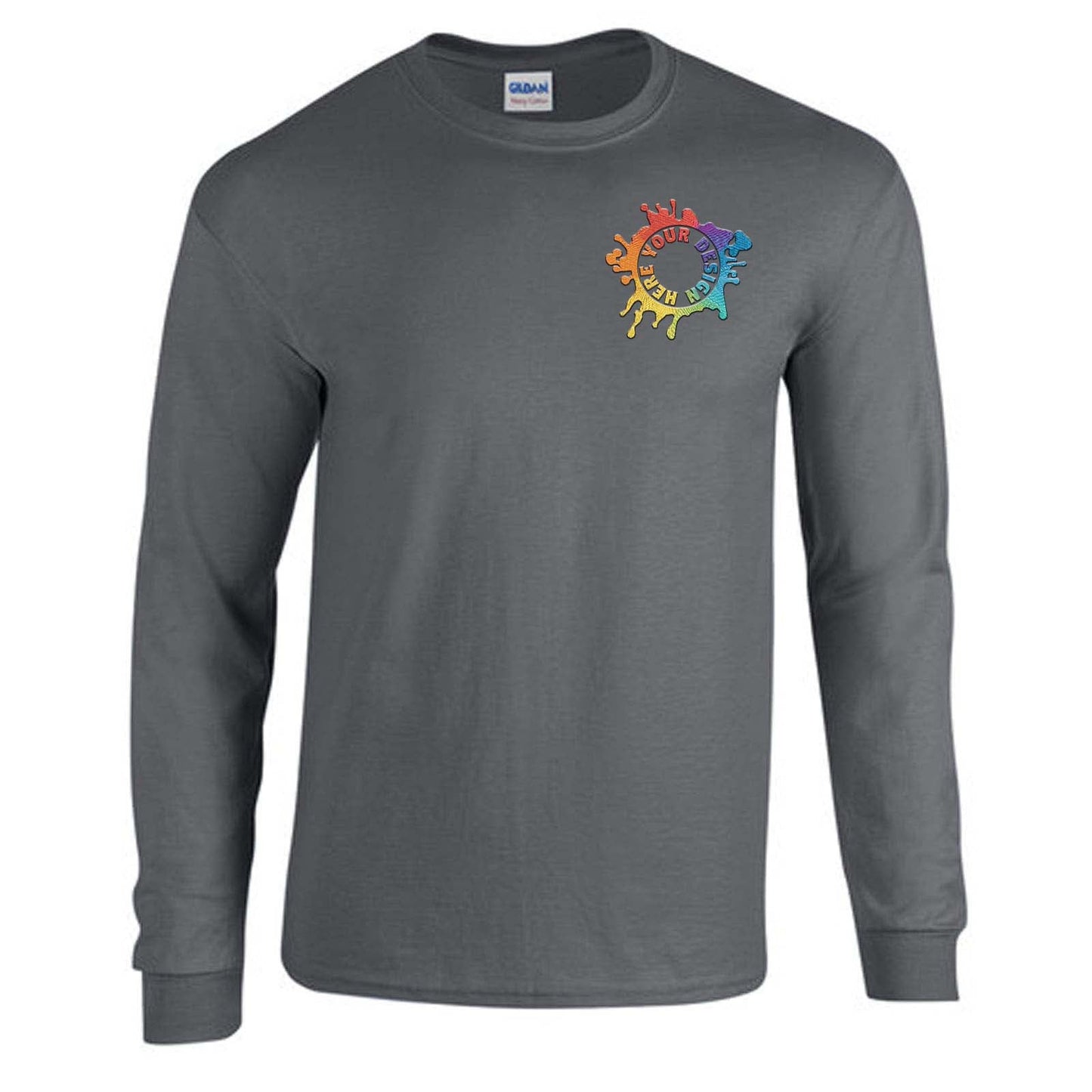 Gildan Heavy Cotton Men's Long Sleeve T-Shirt Embroidery - Mato & Hash