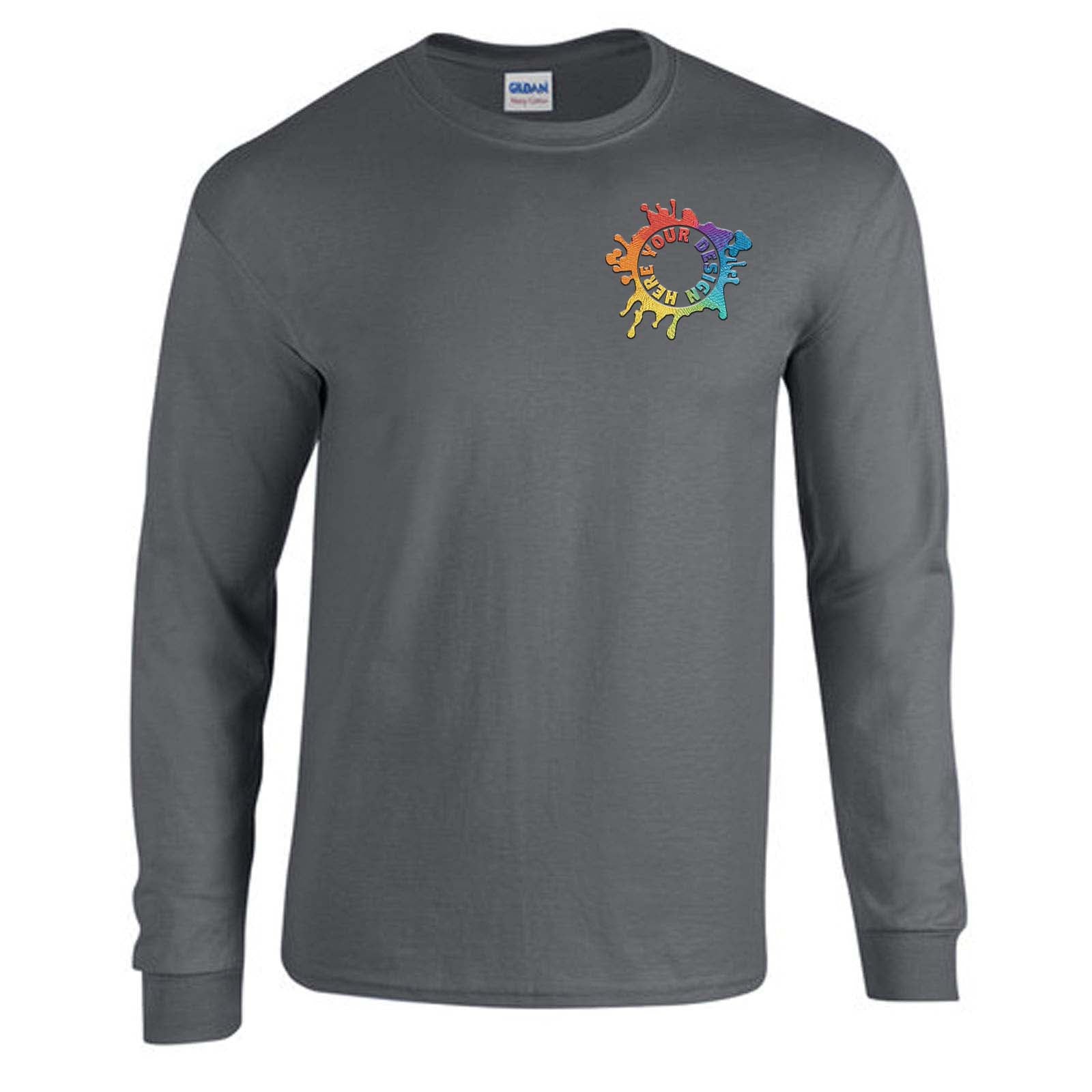 Gildan Heavy Cotton Men's Long Sleeve T-Shirt Embroidery - Mato & Hash