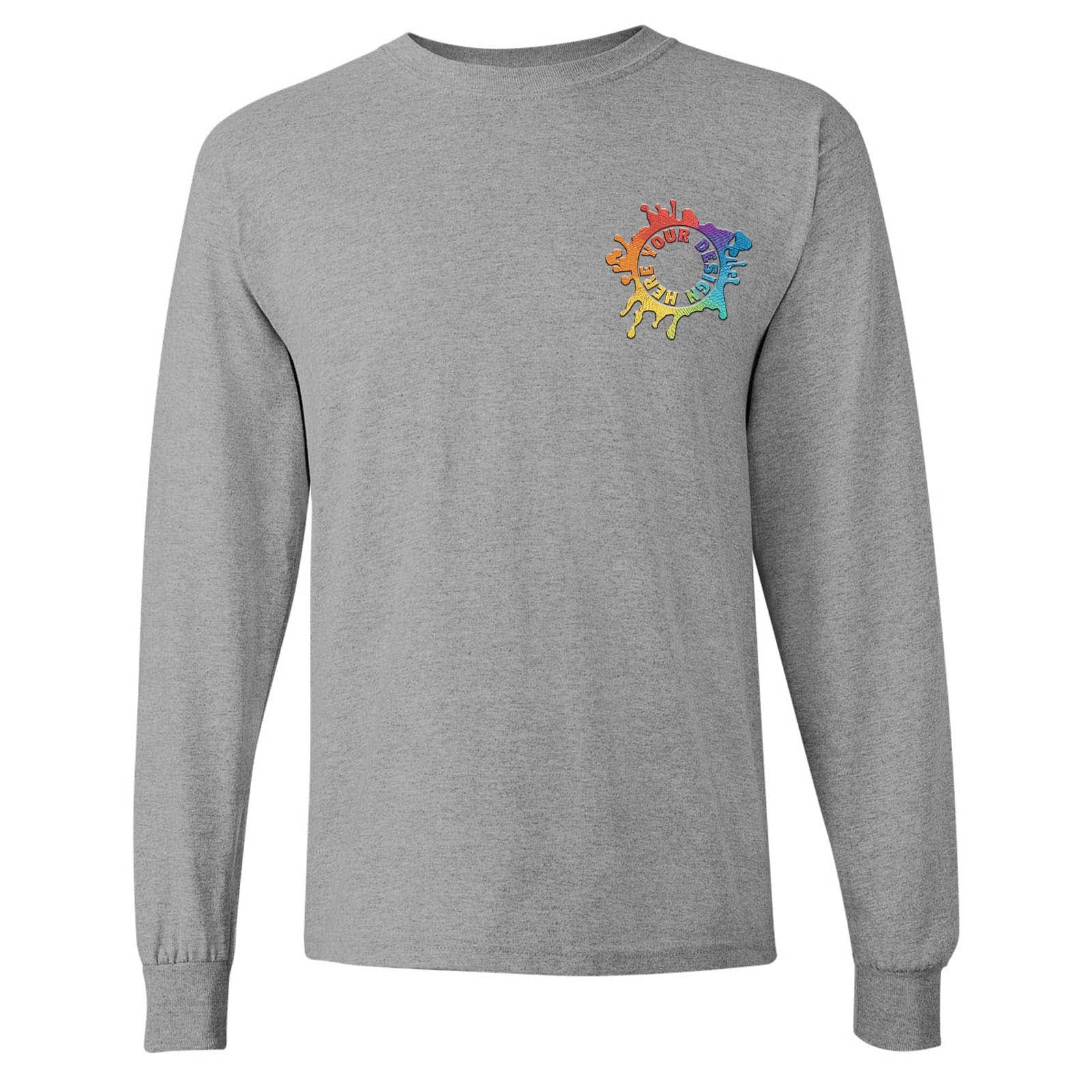 Gildan Heavy Cotton Men's Long Sleeve T-Shirt Embroidery - Mato & Hash