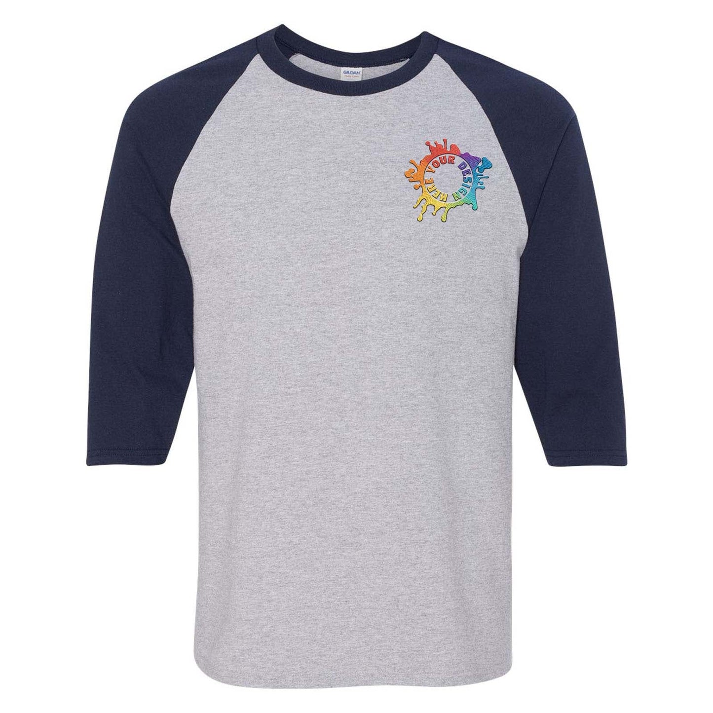 Gildan Heavy Cotton™ Raglan Three-Quarter Sleeve T-Shirt Embroidery - Mato & Hash