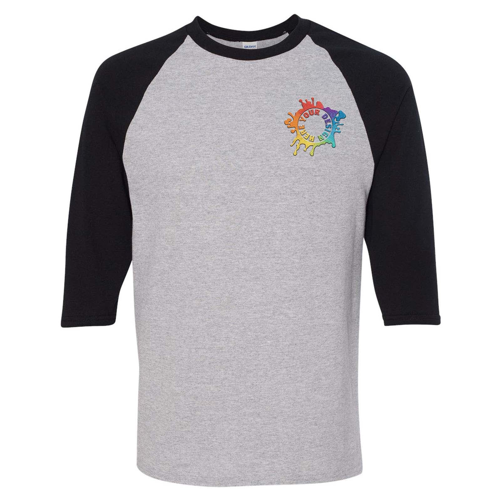 Gildan Heavy Cotton™ Raglan Three-Quarter Sleeve T-Shirt Embroidery - Mato & Hash