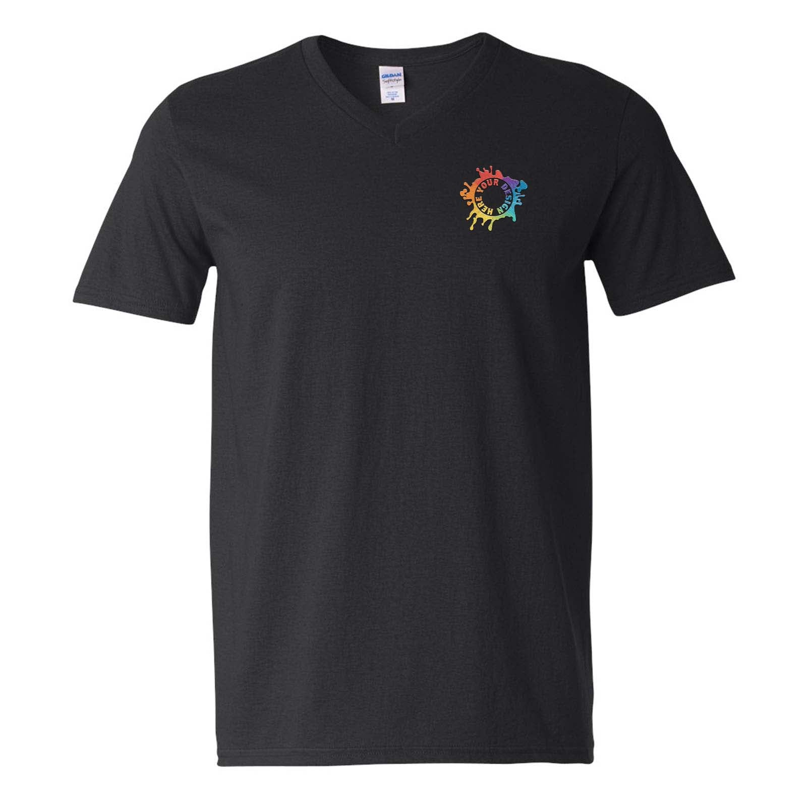 Gildan Softstyle Men's 100% Cotton V-Neck T-Shirt Embroidery - Mato & Hash