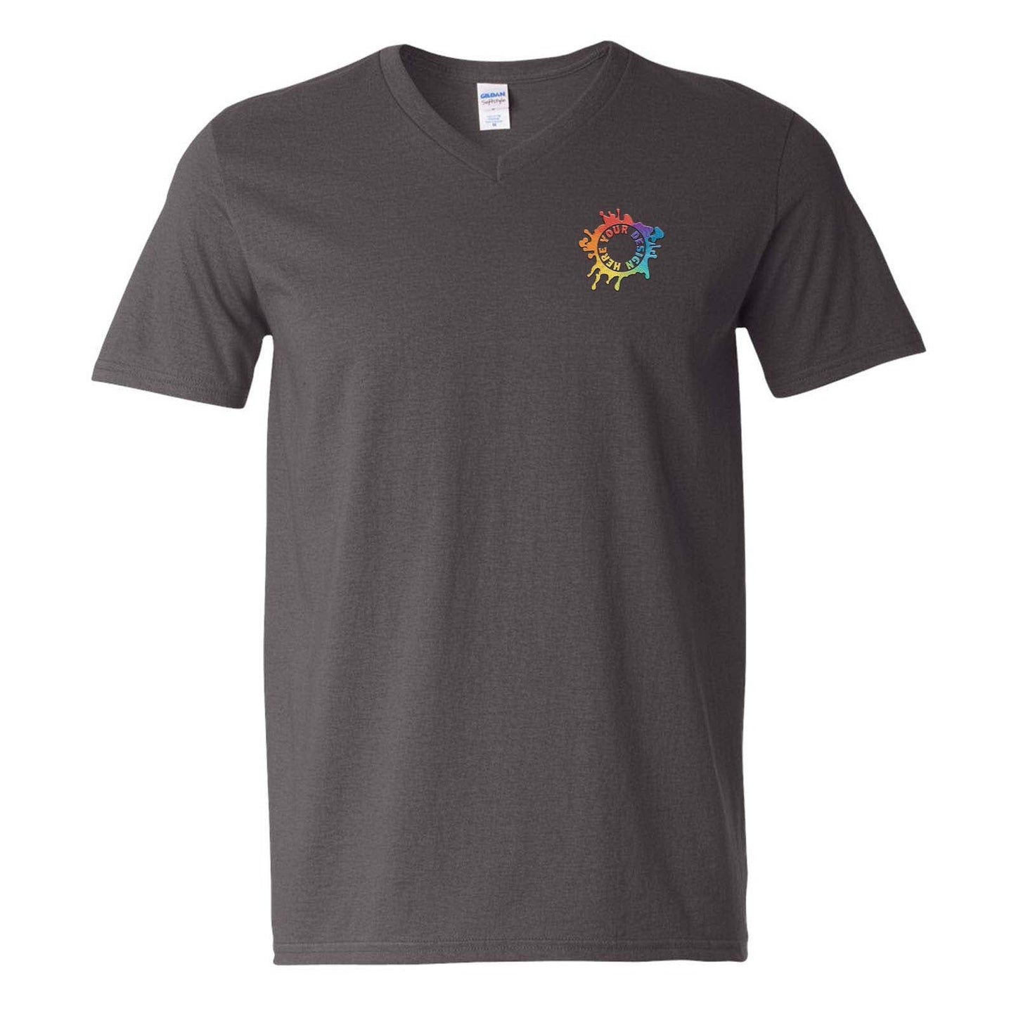 Gildan Softstyle Men's 100% Cotton V-Neck T-Shirt Embroidery - Mato & Hash