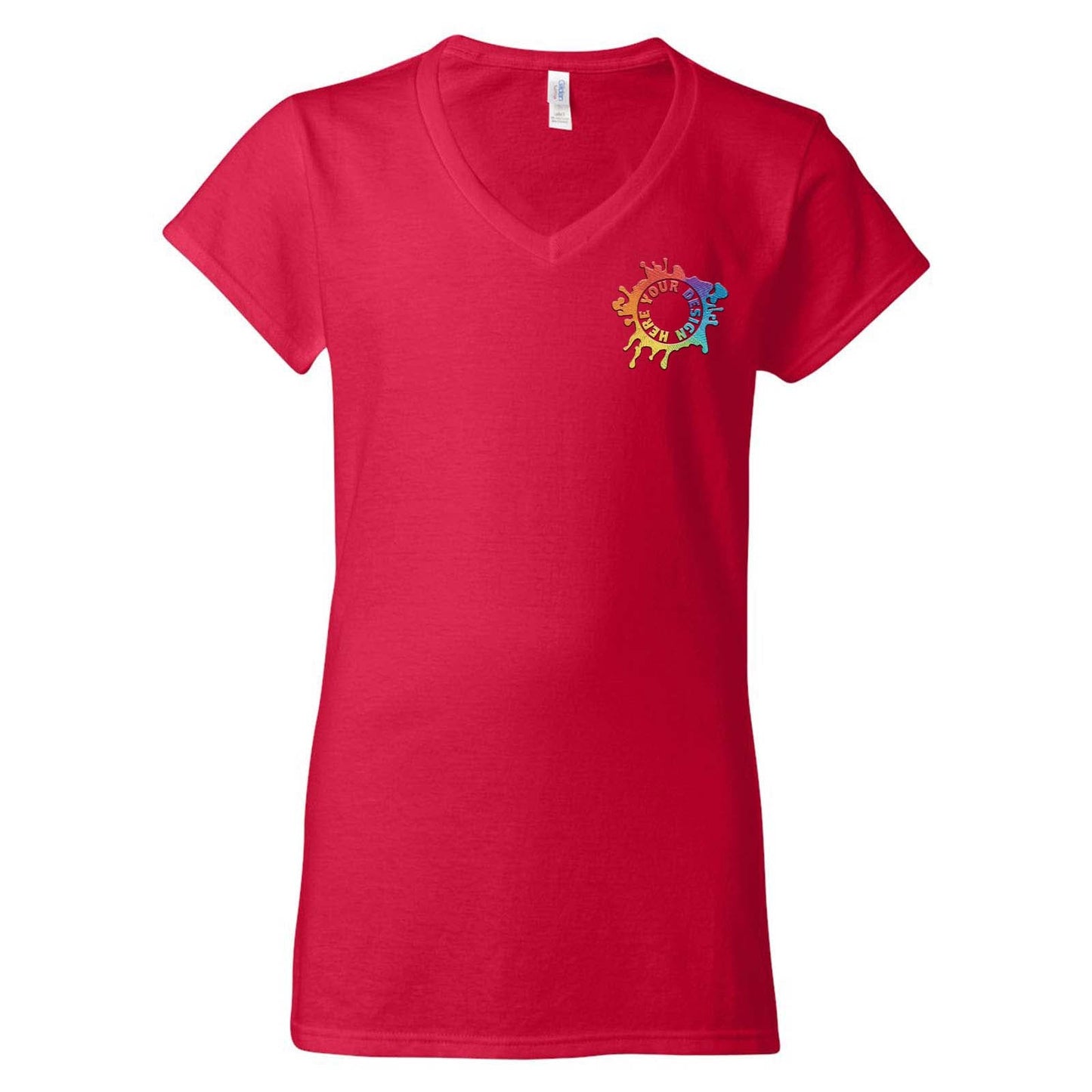 Gildan Softstyle Women's 100% Cotton V-Neck T-Shirt Embroidery - Mato & Hash