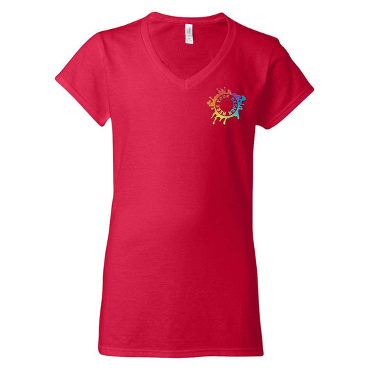 Gildan Softstyle Women's 100% Cotton V-Neck T-Shirt Embroidery - Mato & Hash