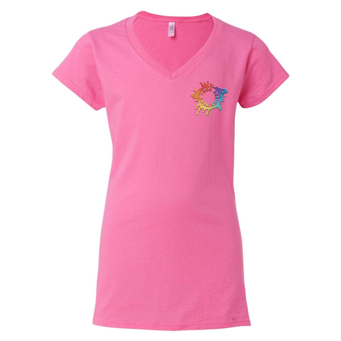 Gildan Softstyle Women's 100% Cotton V-Neck T-Shirt Embroidery - Mato & Hash