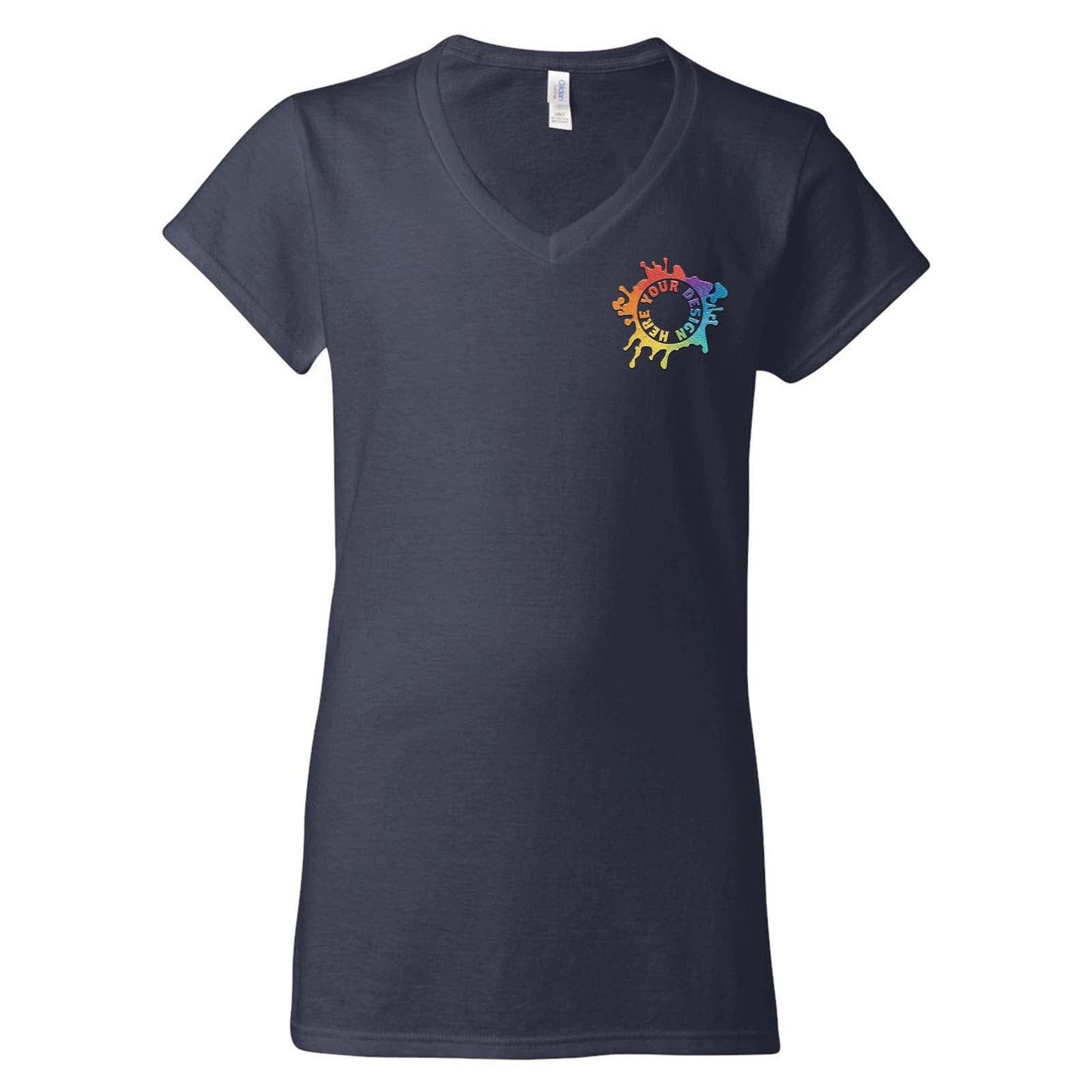 Gildan Softstyle Women's 100% Cotton V-Neck T-Shirt Embroidery - Mato & Hash