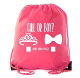 Girl or Boy? Cast Your Vote Baby Shower Polyester Drawstring Bag - Mato & Hash