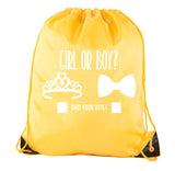 Girl or Boy? Cast Your Vote Baby Shower Polyester Drawstring Bag - Mato & Hash