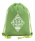 Give This World Good Energy + Lotus Flower Cotton Drawstring Bag