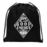 Give This World Good Energy + Lotus Flower Mini Polyester Drawstring Bag