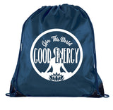 Give This World Good Energy + Sukhasana Polyester Drawstring Bag - Mato & Hash