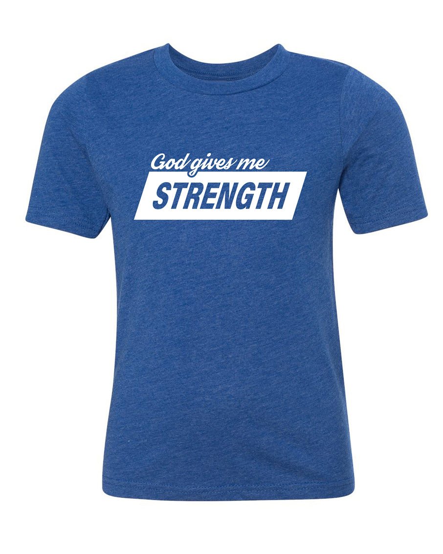 God Gives Me Strength Kids Christian T Shirts - Mato & Hash