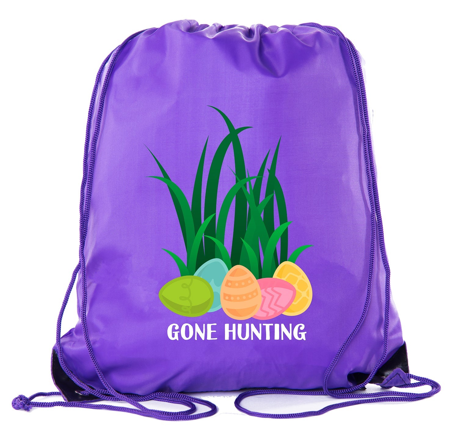 Gone Hunting Full Color Easter Polyester Drawstring Bag - Mato & Hash