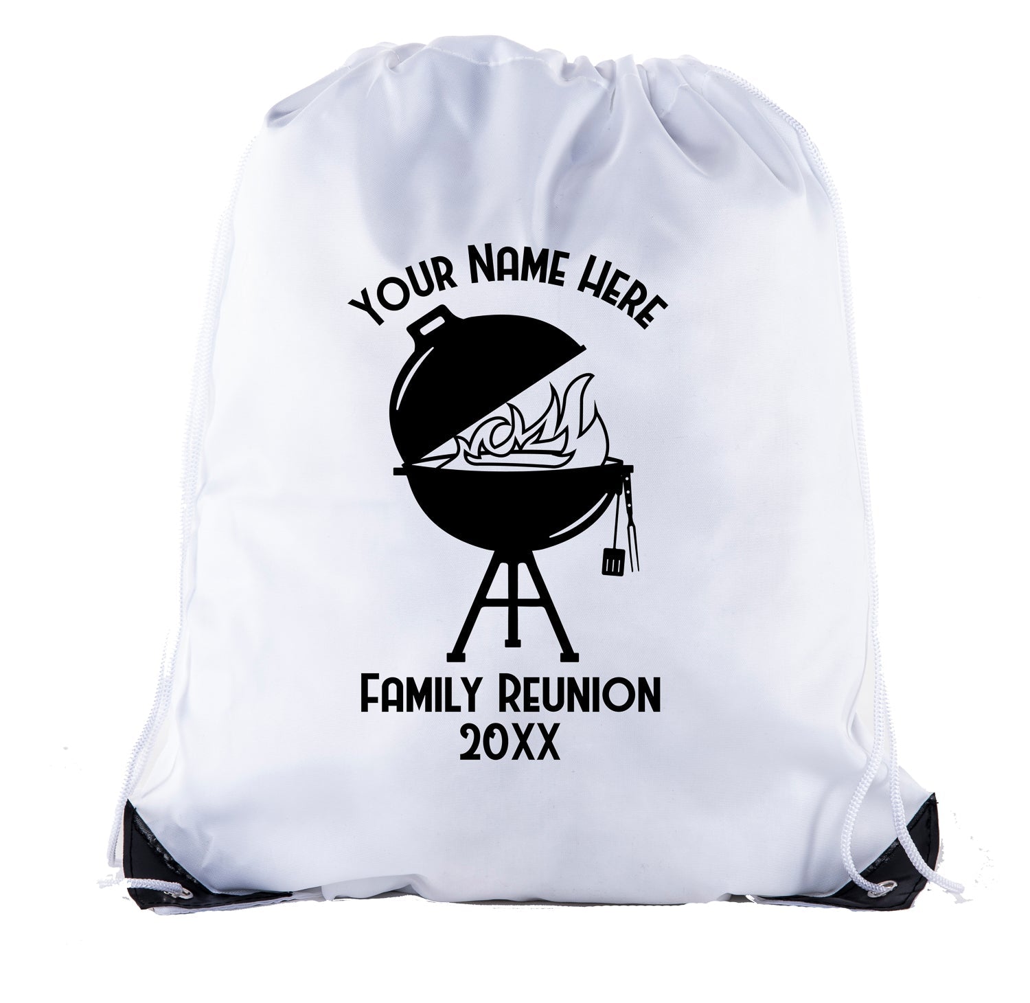 Grill + Custom Name & Year Family Reunion Polyester Drawstring Bag - Mato & Hash