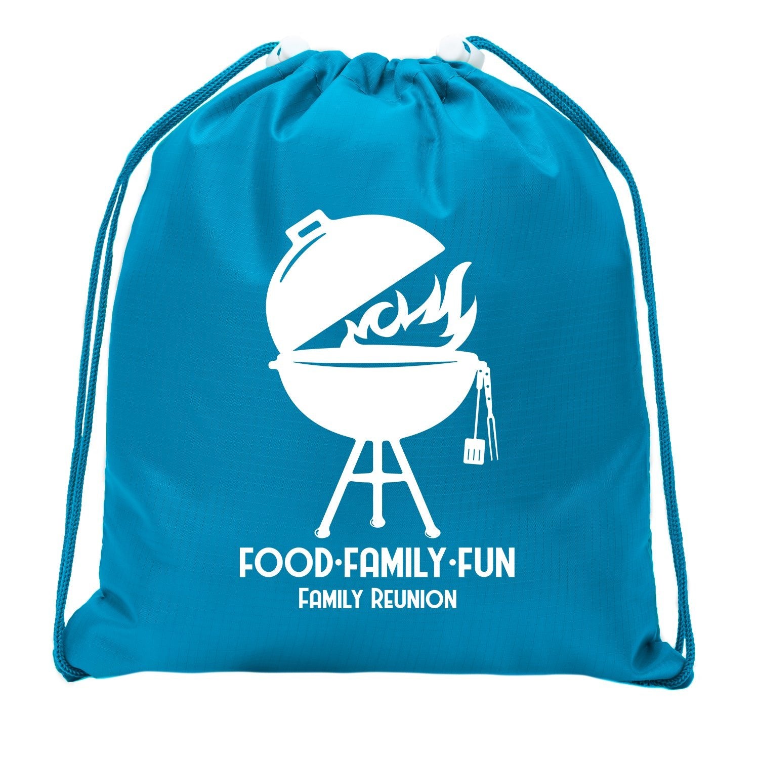 Grill - Food, Family, Fun Custom Family Reunion Mini Polyester Drawstring Bag - Mato & Hash