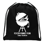 Grill - Food, Family, Fun Custom Family Reunion Mini Polyester Drawstring Bag