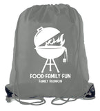 Grill - Food, Family, Fun Custom Family Reunion Polyester Drawstring Bag - Mato & Hash