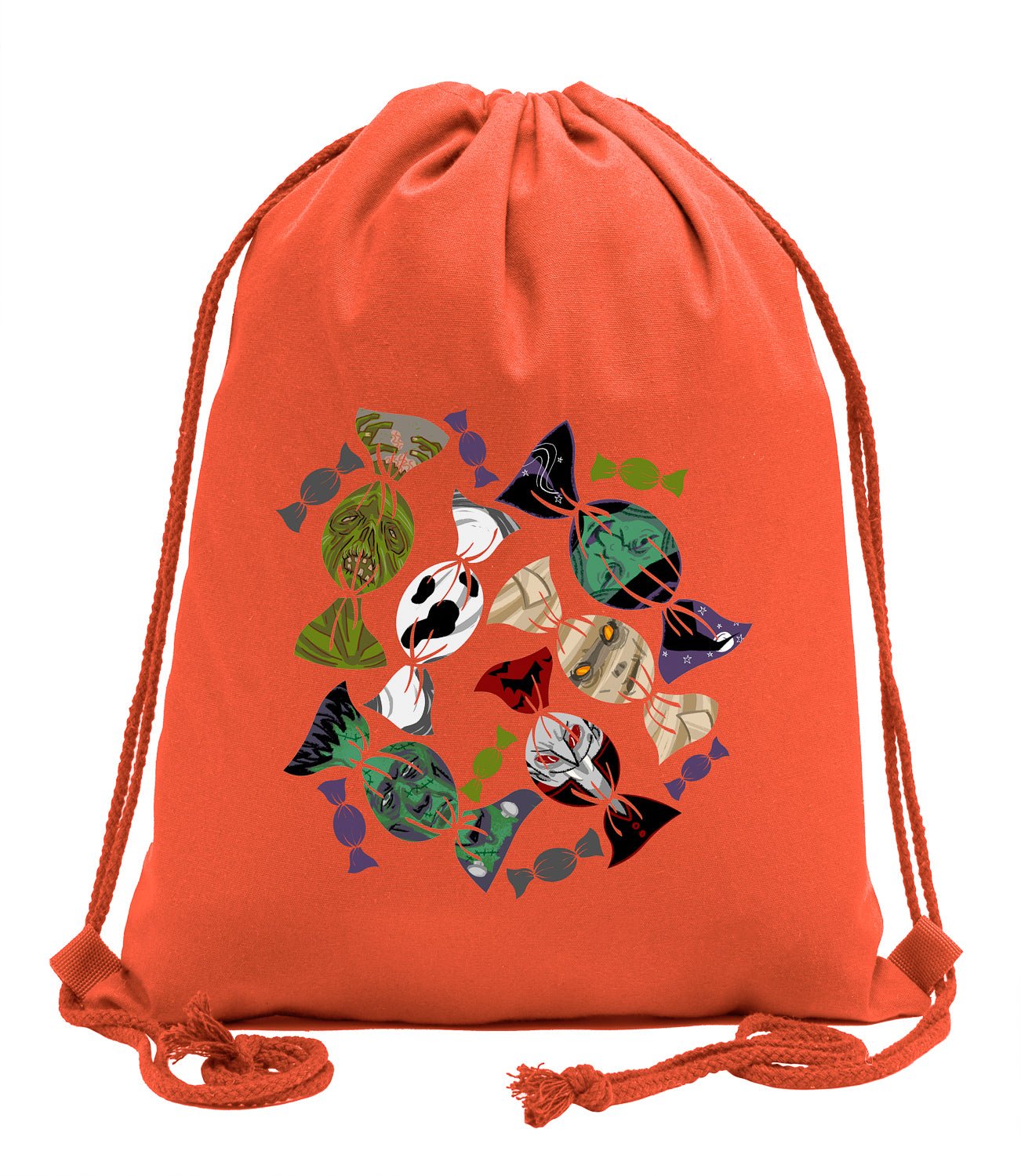 Halloween Candy Wrapper Monsters Cotton Drawstring Bag - Mato & Hash