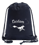 Halloween Flying Witch Custom Cotton Drawstring Bag