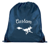 Halloween Flying Witch Custom Polyester Drawstring Bag