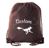 Halloween Flying Witch Custom Polyester Drawstring Bag - Mato & Hash