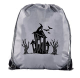 Halloween Haunted House Polyester Drawstring Bag - Mato & Hash