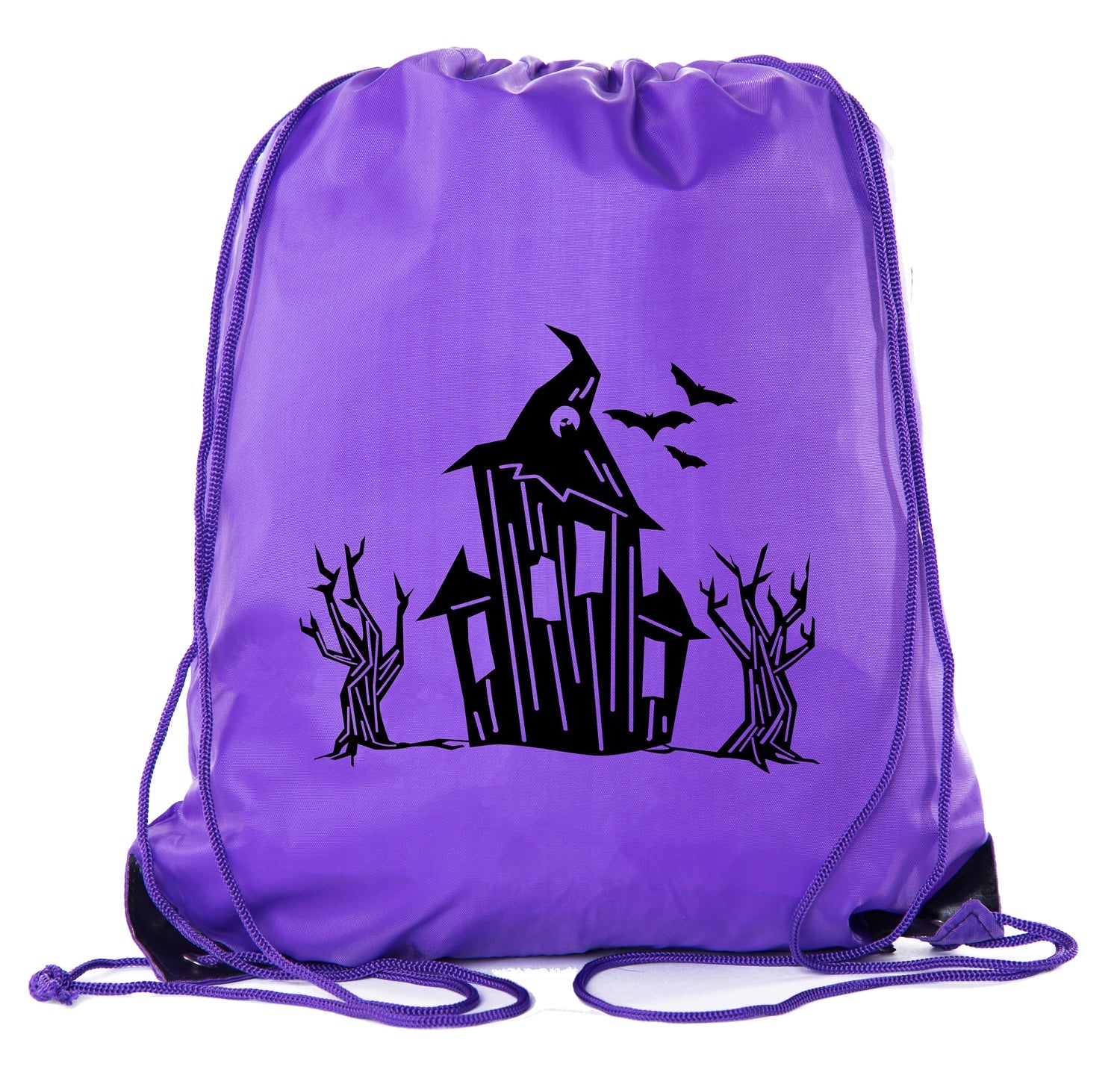 Halloween Haunted House Polyester Drawstring Bag - Mato & Hash