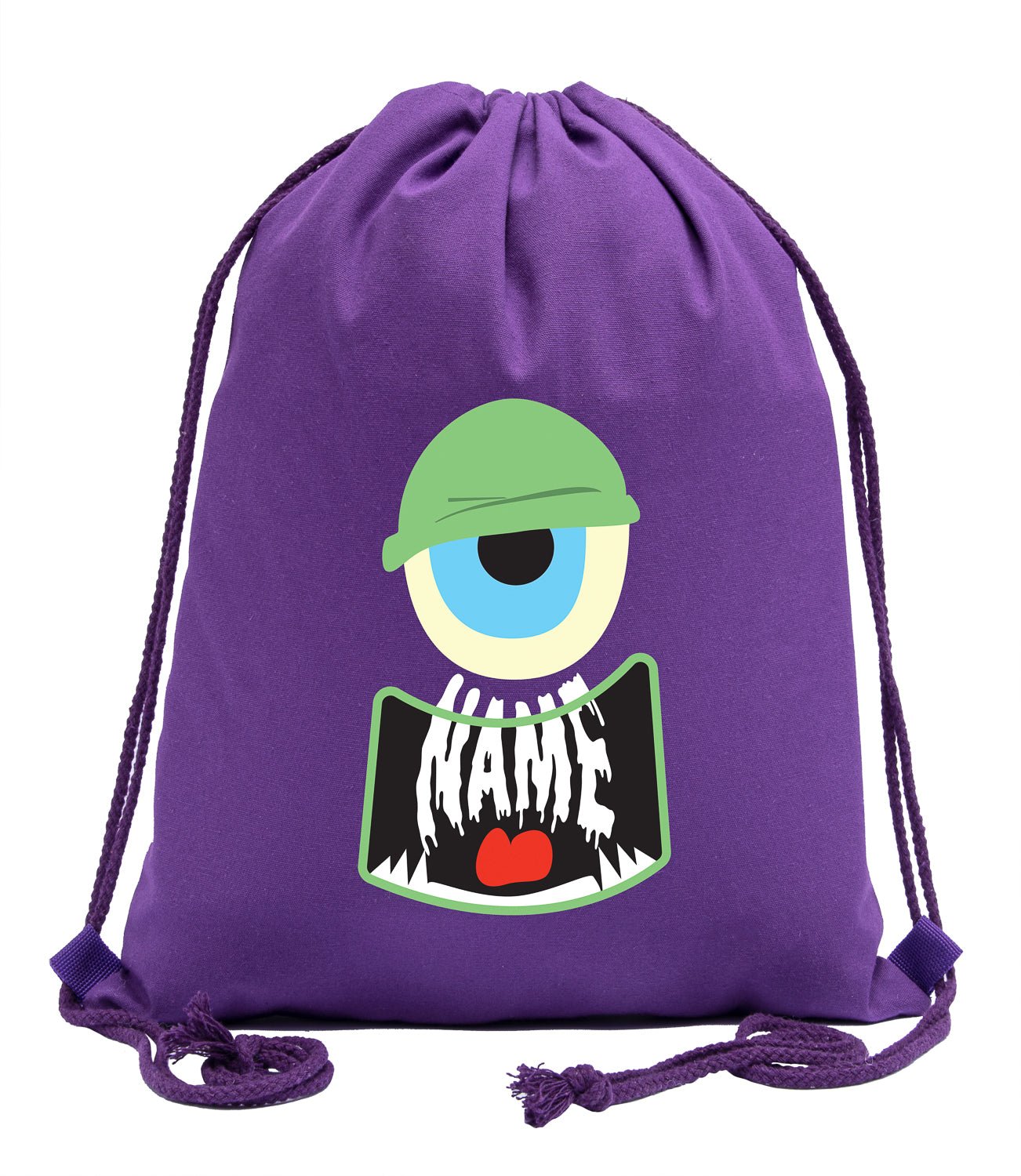Halloween Monster Custom Name Cotton Drawstring Bag - Mato & Hash