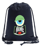 Halloween Monster Custom Name Cotton Drawstring Bag