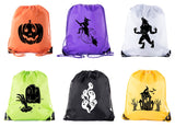 Halloween Six-Pack Trick or Treat Color + Design Mix Polyester Drawstring Bags