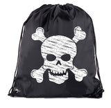 Halloween Skull and Crossbones Polyester Drawstring Bag