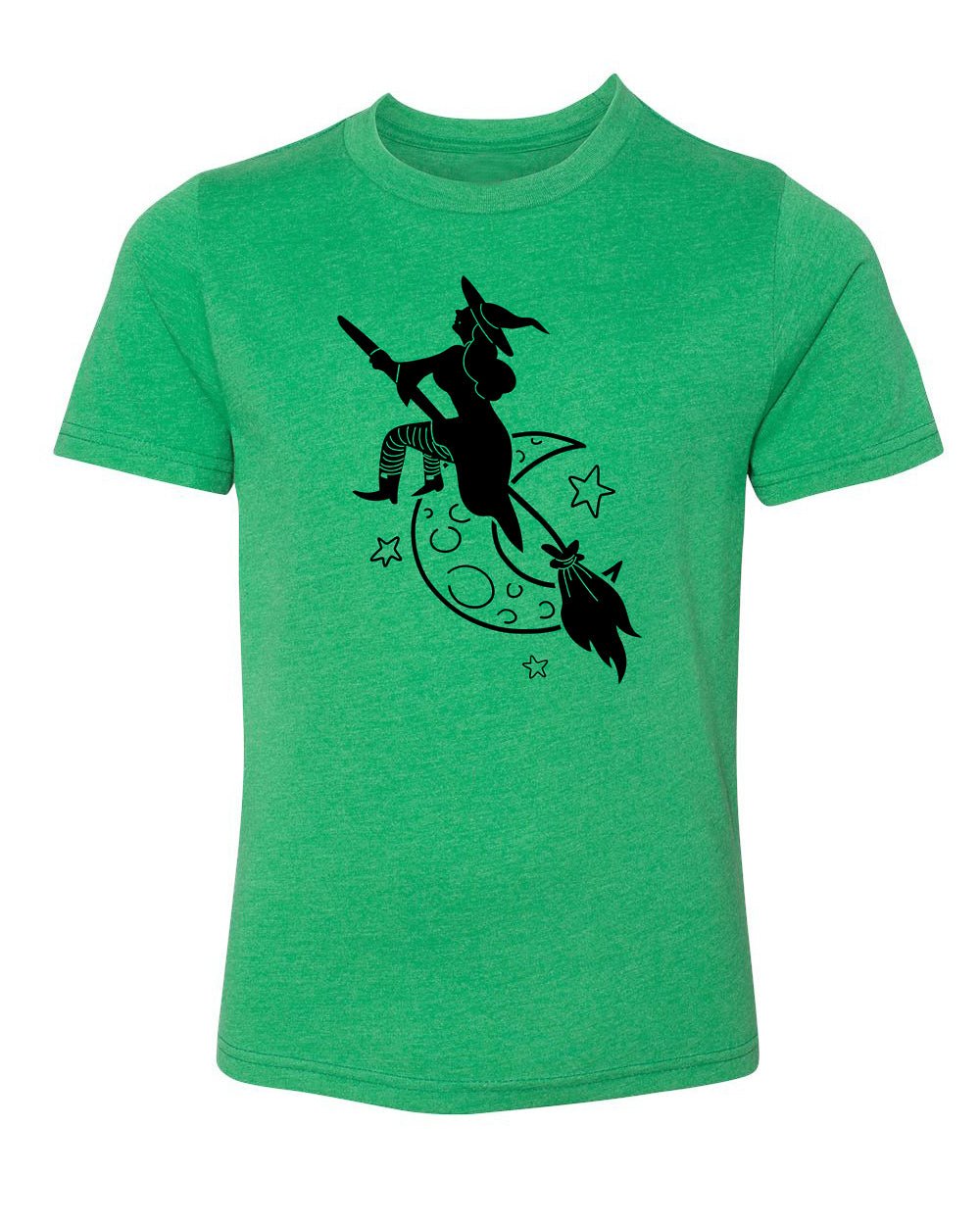 Halloween Witch Flying Over Moon Kids T Shirts - Mato & Hash