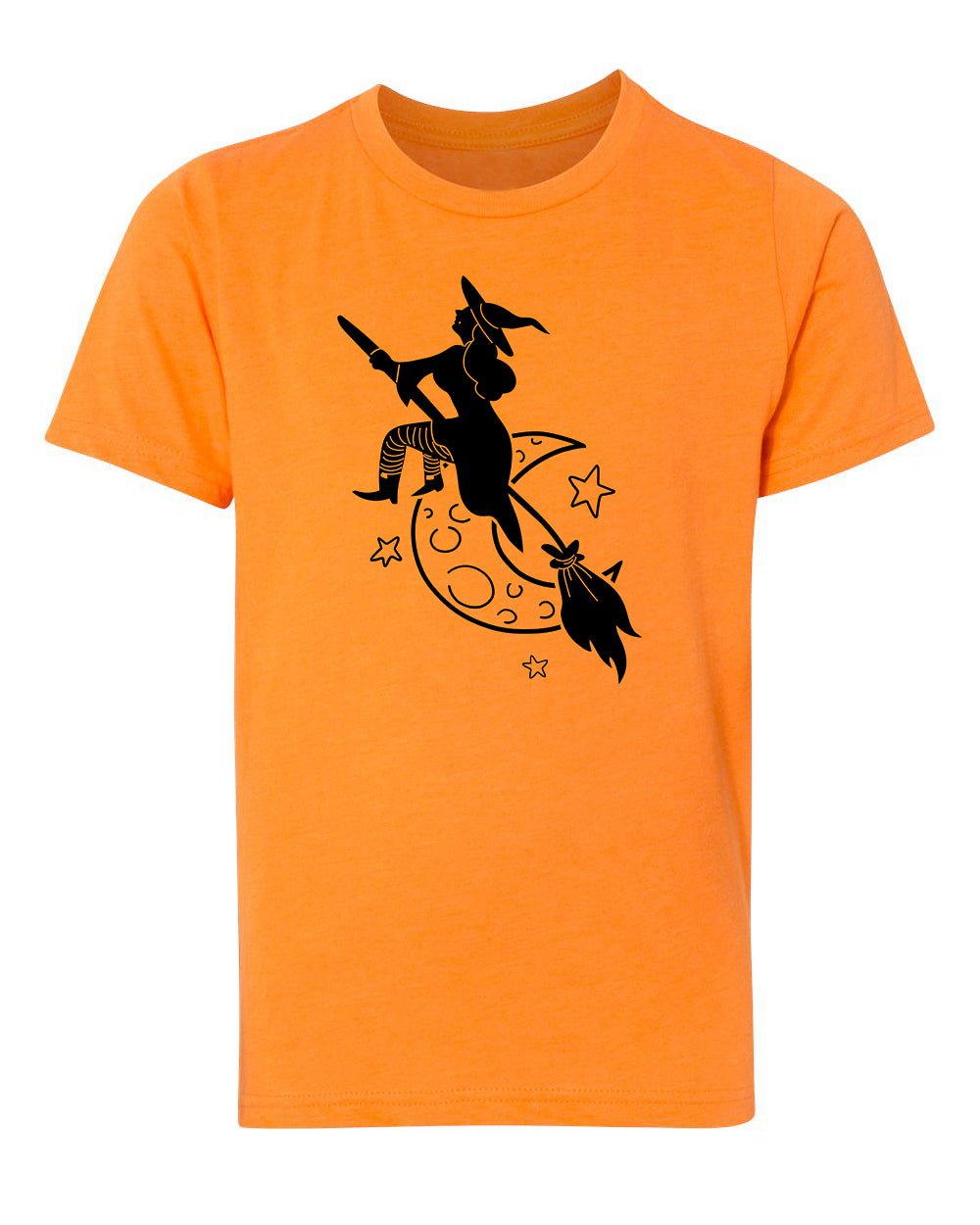 Halloween Witch Flying Over Moon Kids T Shirts - Mato & Hash