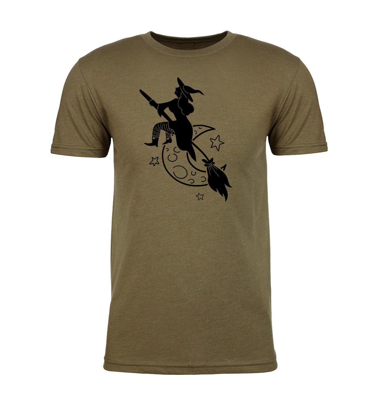 Halloween Witch Flying Over Moon Unisex T Shirts - Mato & Hash
