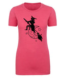 Halloween Witch Flying Over Moon Womens T Shirts