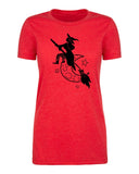 Halloween Witch Flying Over Moon Womens T Shirts - Mato & Hash