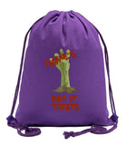 Halloween Zombie Hand Custom Name's Bag of Treats Cotton Drawstring Bag - Mato & Hash